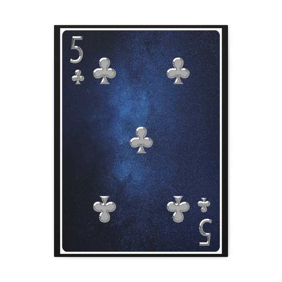 Five Of Clubs Space Background Playing Card Canvas Wall Art for Home Decor Ready